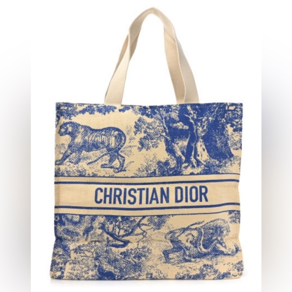 New in bag Christian Dior VIP Dioriviera Raffia Tote in Tan & … - Picture 3 of 9